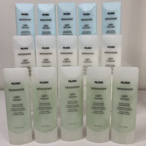 Rusk Sensories Travel Size Lot Calm Body Lotion Shampoo Conditioner 1.25 oz